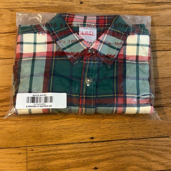 Hanna Andersson Green and Red Plaid Kids Button Down Shirt - Picture 3 of 5